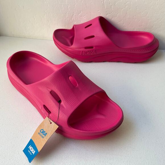Hoka Ora Recovery Slide 3 Sandals Chunky Comfort Unisex Pink Yarrow W14/M12 NEW main image 4